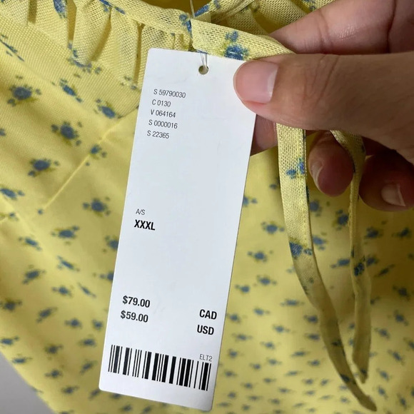 UO Urban Outfitters Floral Mesh Ruffle Mini Dress NWT Size XXXL Yellow Y2K 90's - Picture 5 of 8